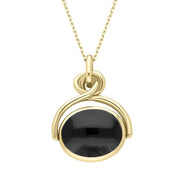 18ct Yellow Gold Whitby Jet Lapis Lazuli Oval Swivel Fob Necklace, P096_2.