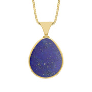 18ct Yellow Gold Whitby Jet Lapis Lazuli Queens Jubilee Hallmark Double Sided Pear-shaped Necklace, P148_JFH