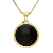 18ct Yellow Gold Whitby Jet Malachite Double Sided Round Dinky Fob Necklace, P218_2.