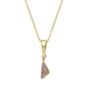 18ct Yellow Gold Opal Diamond Tiny Triangle Necklace