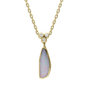 18ct Yellow Gold Opal Diamond Unique Necklace