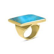 18ct Yellow Gold Turquoise Large Square Ring, R605_2