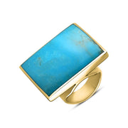 18ct Yellow Gold Turquoise Large Square Ring, R605.
