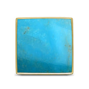 18ct Yellow Gold Turquoise Large Square Ring, R605_3