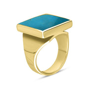 18ct Yellow Gold Turquoise Small Square Ring, R603_2