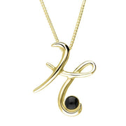 18ct Yellow Gold Whitby Jet Love Letters Initial H Necklace, P3455.