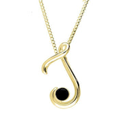 18ct Yellow Gold Whitby Jet Love Letters Initial J Necklace