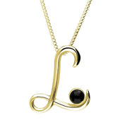 18ct Yellow Gold Whitby Jet Love Letters Initial L Necklace, P3459.