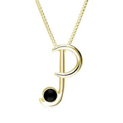 18ct Yellow Gold Whitby Jet Love Letters Initial P Necklace, P3463.