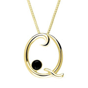 18ct Yellow Gold Whitby Jet Love Letters Initial Q Necklace
