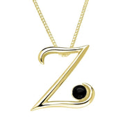 18ct Yellow Gold Whitby Jet Love Letters Initial Z Necklace, P3473.