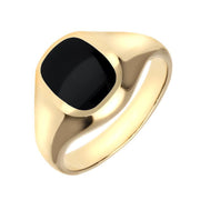 18ct Yellow Gold Whitby Jet Small Cushion Signet Ring R191