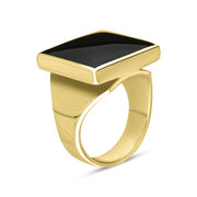18ct Yellow Gold Whitby Jet Small Square Ring, R603_2
