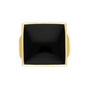 18ct Yellow Gold Whitby Jet Small Square Ring, R603_3
