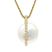18ct Yellow Gold White Akoya Pearl Diamond Bail Necklace N2SHABY