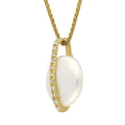 18ct Yellow Gold White Akoya Pearl Diamond Bail Necklace N2SHABY