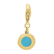 18ct Yellow Gold Turquoise Round Shaped Star Clip Charm, G662.