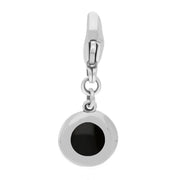 18ct White Gold Whitby Jet Round Shaped Heart Clip Charm, G665.