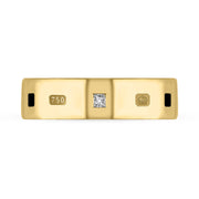 18ct Yellow Gold Diamond Jet King's Coronation Hallmark Princess Cut 6mm Ring R1199_6 CFH