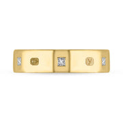 18ct Yellow Gold Diamond King's Coronation Hallmark Princess Cut 5mm Ring  R1199_5 CFH