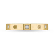 18ct Yellow Gold Diamond King's Coronation Hallmark Princess Cut 3mm Ring  R1199_3_CFH