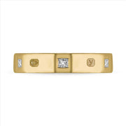 18ct Yellow Gold Diamond King's Coronation Hallmark Princess Cut 4mm Ring R1199_4 CFH