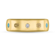 18ct Yellow Gold Diamond Turquoise King's Coronation Hallmark 6mm Ring R1193_6 CFH
