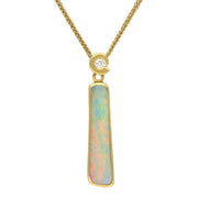 18ct Yellow Gold Opal Diamond Oblong Necklace UPOP305