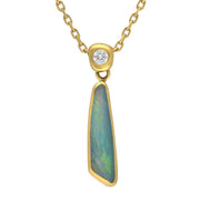 18ct Yellow Gold Opal Diamond Unique Organic Necklace, UPOP285.