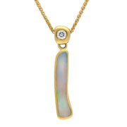 18ct Yellow Gold Opal Diamond Unique Organic Necklace