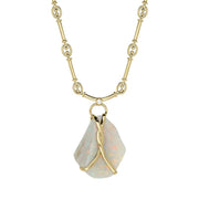 18ct Yellow Gold Opal Entwined Diamond Necklace P2384