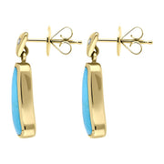 18ct Yellow Gold Turquoise 0.06ct Diamond Abstract Drop Earrings 43HF8E739