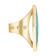 18ct Yellow Gold Turquoise King's Coronation Hallmark Large Rhombus Ring R608 CFH
