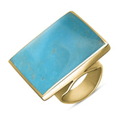 18ct Yellow Gold Turquoise King's Coronation Hallmark Large Square Ring R605 CFH