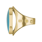 18ct Yellow Gold Turquoise King's Coronation Hallmark Medium Oval Ring R012 CFH