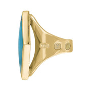 18ct Yellow Gold Turquoise King's Coronation Hallmark Medium Rhombus Ring R607 CFH