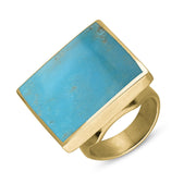 8ct Yellow Gold Turquoise King's Coronation Hallmark Medium Square Ring R604 CFH