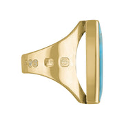 8ct Yellow Gold Turquoise King's Coronation Hallmark Medium Square Ring R604 CFH