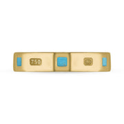 18ct Yellow Gold Turquoise King's Coronation Hallmark Princess Cut 4mm Ring R1199_4 CFH