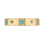 18ct Yellow Gold Turquoise King's Coronation Hallmark Princess Cut 4mm Ring R1199_4 CFH