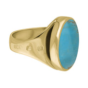 18ct Yellow Gold Turquoise King's Coronation Hallmark Small Round Ring R609 CFH