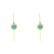 18ct Yellow Gold Turquoise Star Disc Drop Earrings, E1371.