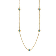 18ct Yellow Gold Turquoise Star Link Disc Chain Necklace, N744.