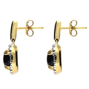 18ct Yellow Gold Whitby Jet 0.21ct Diamond Drop Earrings E1671