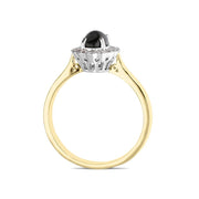 18ct Yellow Gold Whitby Jet 0.22ct Diamond Oval Ring R1024