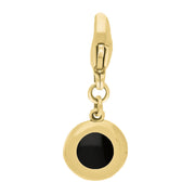 18ct Yellow Gold Whitby Jet Round Shaped Heart Clip Charm, G665.