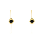 18ct Yellow Gold Whitby Jet Star Disc Drop Earrings, E1371.