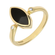 18ct Yellow Gold Whitby Jet and Diamond Marquise Ring R399