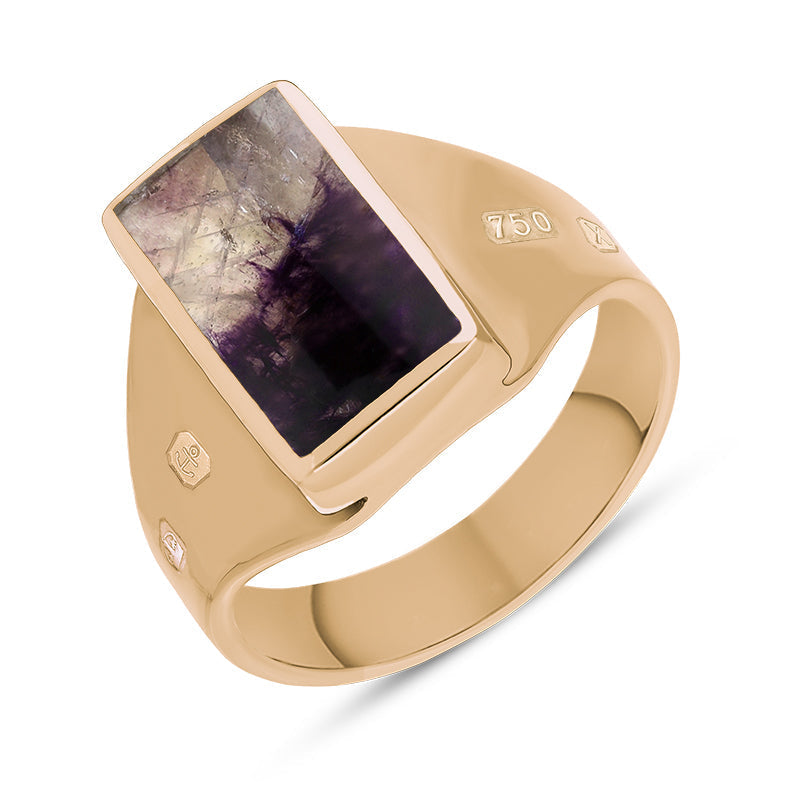 18ct Rose Gold Blue John Queen's Jubilee Hallmark Small Oblong Ring D ...