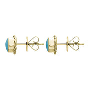 18ct Yellow Gold Turquoise Round Twist Edge Stud Earrings. E134_2